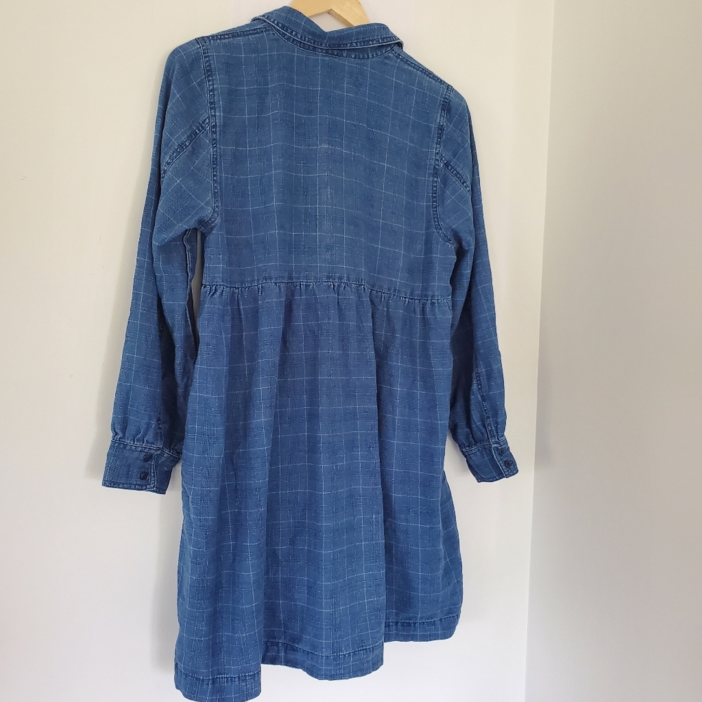 MADEWELL Size Large Indigo Plaid Denim Babydoll Shirtdress $128 Runs Small! EUC! - Picture 16 of 16
